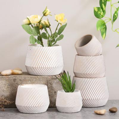 China Nordic Minimalist Multi-size Flower Pot Garden Succulent Planter White Cement Indoor and Outdoor Desktop Pots For Household Hotel for sale