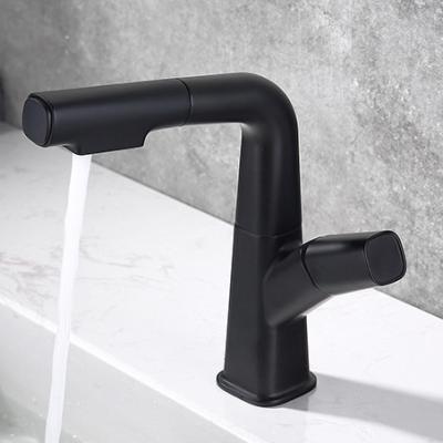 China Gray Faucets Basin Faucet Metered Gun All Copper Pull Down Cold And Hot Lifting Faucet Household Wash Basin Faucet for sale