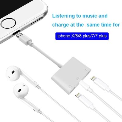 China White Apple 2 In 1 Headphone Adapter , Iphone 8 Plus Headphone Splitter for sale