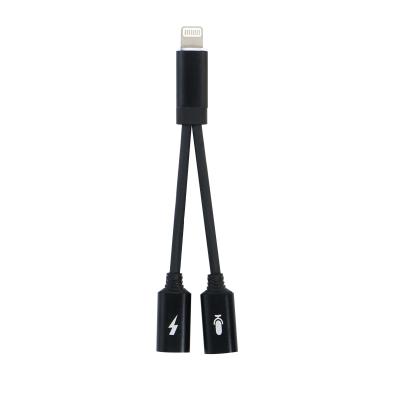 China Black Color Apple 2 In 1 Headphone Adapter , 3.5 Mm Jack To Lightning Adapter for sale