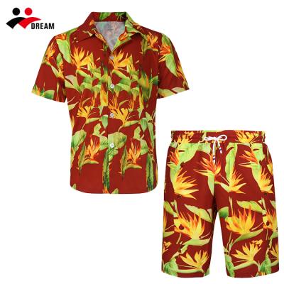 China Summer Street Beach Men's Anti-Shrink Shirt Men's Loose Casual Shirt Hawaiian Men's Shirts Print Suit for sale