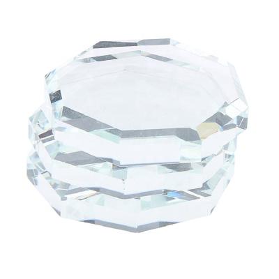 China Non-Toxic Octagonal Glass Glue Holder Wick Adhesive Palette With Tick Mark For Lashes for sale