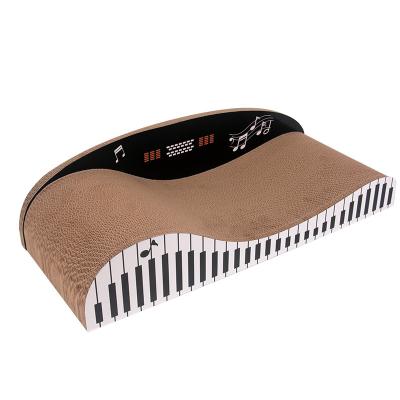 China Sustainable OEM Customized Paper Cat Scratcher 3d Shaped Piano Corrugated Cardboard Cat Scratching Board Paper Cat Couch Scratch for sale