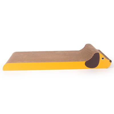 China Viable OEM 3D Dog Shaped Wavy Paws Scratcher Cat Scratch Pad Scratching Cardboard Cat Bed Cat Scratcher Couch Cardboard for sale