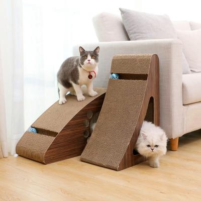 China Viable Manufacturer Corrugated Toy Cat Tree House Cat Climbing Mail Wall Mounted Interactive Triangle Cat Scratching Board for sale