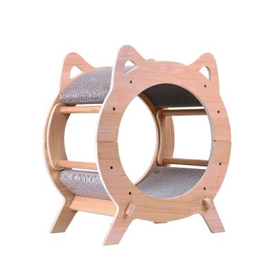 China Living Room Living Room Paper Living Room Cat Scratching Board Solid Wood Corrugated Cardboard Cat Climbing Post for sale