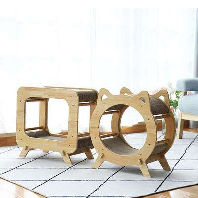 China Corrugated Cardboard Cat Scratcher Sofa Couch Solid Wood Cat Tree House Furniture Cat Scratcher Nordic Viable Board Catnip for sale