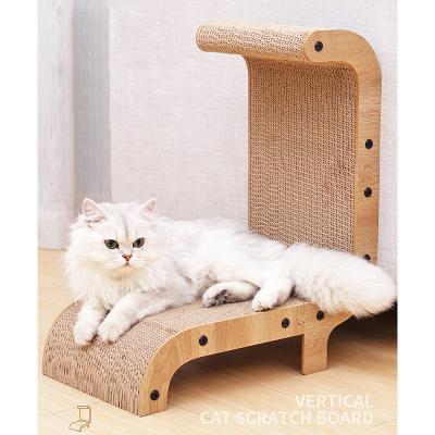 China Vertical Scratching Wood Cat Scratching Post Wall Mounted Cardboard Scratch Holder Viable Cat Scratcher Board Replacement Sofa for sale