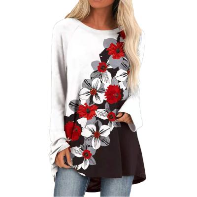 China Breathable Fashion Printed T Shirt Woman Sweatshirts And T Shirts And Long Sleeve Women Tops for sale