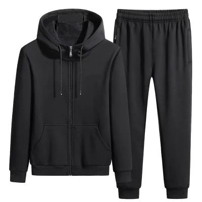 China Men's Breathable Autumn And Winter Sweater +Trousers Coat Hooded Open Pants Running Casual Sportswear Two Piece Set for sale