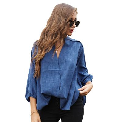 China 2022 spring/lapel summer new casual shirt women's anti-pilling style plus size women's blouses for sale