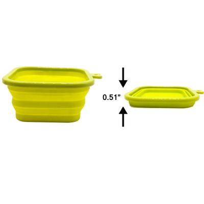 China Amazon sustainable hotsaling 350ml and 1000ml square shape collapsible silicone pet bowls for sale