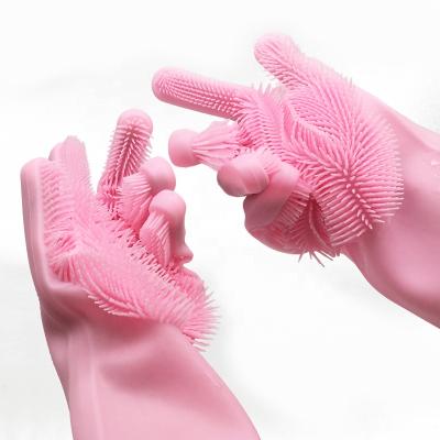 China Durable Silicone Kitchen,Bathroom and Pet Wash Dish Scrubber Cleaning Magic Brush Dish Wash Gloves for sale