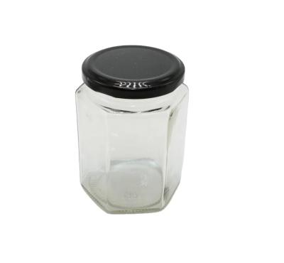 China 500ml Empty Clear Glass Honey Jam Glass Honey Jars With Metal Lid for sale