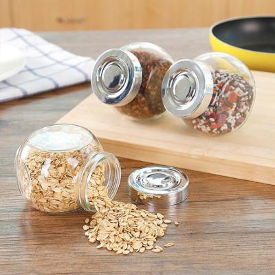 China Honey Hexagon Honey Jar Food Grade Glass Storage Jar With Wooden Lid for sale