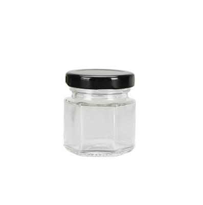 China Honey Jar Glass Jam Jar Hexagon Canned Food Glass Storage Bottle for sale