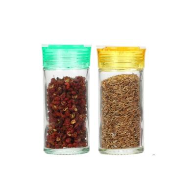 China Mini Spice Quality Circular Spice Jar Salt Pepper Shaker Sprinkle Spice 100ml Glass Bottles for sale