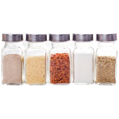 China Sustainable Square 100ml Powder Spice Jar Glass Bottle With Aluminum Cap for sale