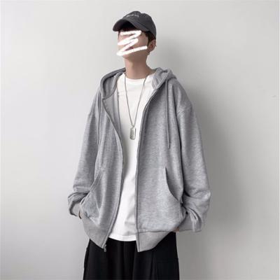 China wholesale unlined top garment men Anti-wrinkle zipper fall hoodie sweater looped by simple leisure tank tops for sale