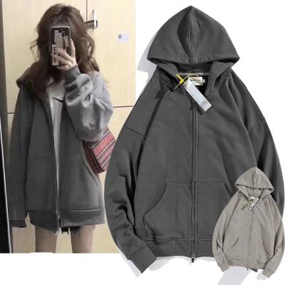 China High quality viable style FOG hip-hop simple hooded men's drop shoulder sweater letter loose letter zipper jacket for sale