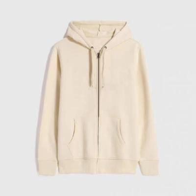 China Viable Custom Logo Plus Size Hoodie 100% Combed French Plain White Full Zipper Men's Cotton Terry Hoodie for sale