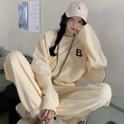 China Wholesale viable spring and round neck fashion new autumn cotton leisure sports women's sweater two-piece set for sale