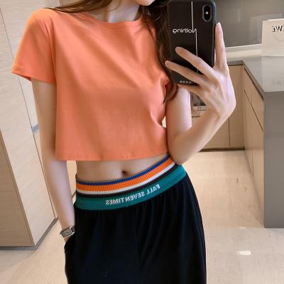 China Breathable Custom Women Gym Short Sleeve Yoga T-shirt Fashion Crop Tops Crop Tops Tees for sale