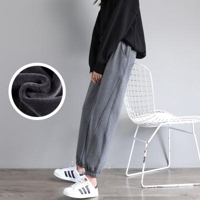 China Winter Warm Women's Sports Running Casual Pants Small Foot Elastic Waist Pants for sale