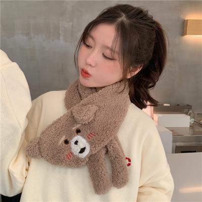 China Bib Winter Cute Bear Embroidered Scarf Hot Selling Women's Warm Scarf for sale