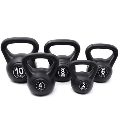 China Wholesale Custom PE Durable Logo Plastic Kettlebell With Cement Filling Cement Kettlebell Black Cement Kettlebell Backfill Sand for sale