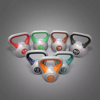 China Wholesale Custom PE Durable Logo Plastic Kettlebell With Colorful Plastic Cement Kettlebell Double Filling Cement Covered for sale