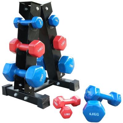 China Sponge Type Equipment Cheap Logo Neoprene Gold Vinyl Dumbbells Custom Fitness Gym Dumbbell Direct Sales For Women Hex PVC Dumbbell for sale