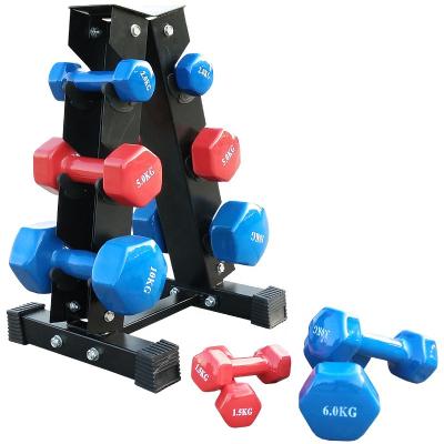 China Sponge Type Chinese Equipment Logo Neoprene Gold Vinyl Dumbbells Custom Fitness Dumbbell Factory Price Fitness Gym For Women Hex PVC Dumbbell for sale