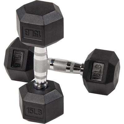 China Free Mute Workout Dumbbell Weightlifting Equipment Bells Books Rubber Covered 10 Kg Gym Hex Dumbbell Weights Hex Dumbbells for sale