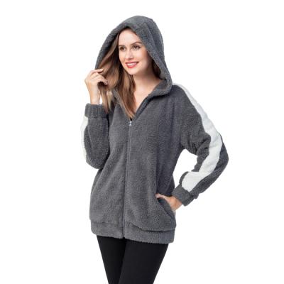 China Wholesale Custom Made Winter Women's Pockets QUICK DRY Sherpa Fleece Jacket Zip Up Jacket With Hoodie for sale