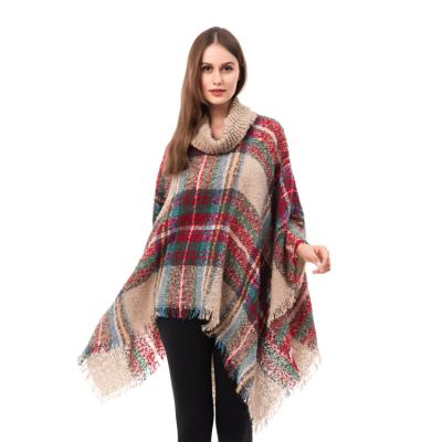 China Newest Quality Guarantee Women Plaid Shawls Hot Selling Ponchos In Stock for sale