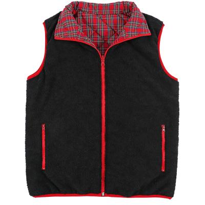 China Yiwu Factory Plus Size Reversible Plaid Women Lamb Wool Vest for sale