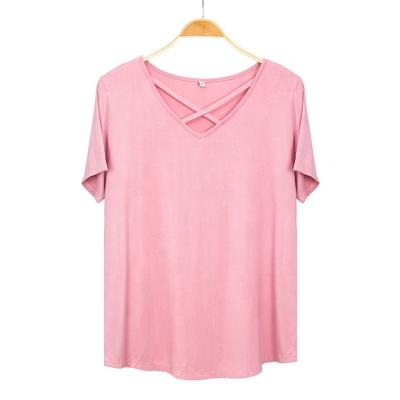 China 2020 New USA Milk Silk Soft Women's Sustainable Short Sleeve Tops Casual Sweet Blouse For Women for sale