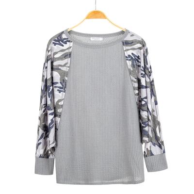 China 2020 Viable Women Plus Size Long Sleeve Camouflage Print Raglan Shirts Tunic Tops for sale