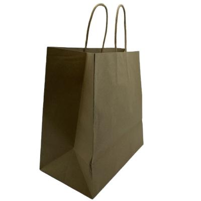 China Recycled Materials Wholesale Recycled Custom Twisted Paper Handle Food Shopping Kraft Paper Bag With Handle for sale