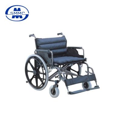 China Powder Coating Hot Selling Steel Frame 22 Inch Wide Seat Manual Steel Wheelchair Powder Coating For Fat People for sale