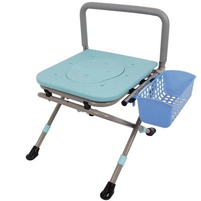 China Shower Stainless Steel Bathroom Commode Potty Chair Folding Shower Chair for Elderly Used in Hospital or Home for sale