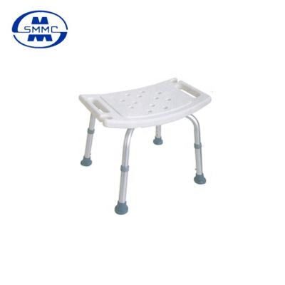 China Assuming Shower Height Adjustable Comfortable Aluminum Shower Chair With Hole In Seat And Rubber Food Pad For Elderly And Disabled People for sale