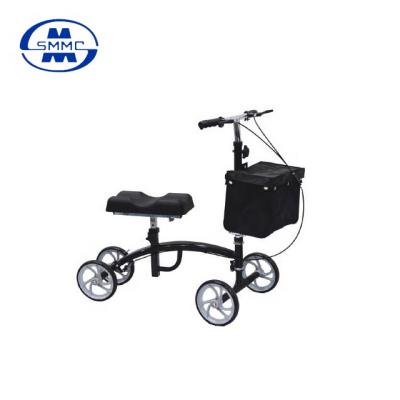 China Steel powder coated frame 4 wheels and height adjustable protective steel knee supported walker for sale