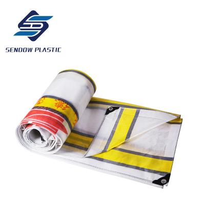 China Water Resistant Manufacturer 180--220Gsm Yellow White Stripe PE Tarpaulin Rolls for sale