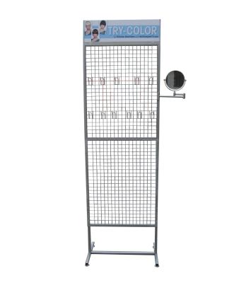 China Assemble low price hair display rack metal grid wall display stand for promotion wire grid wall shelf for sale