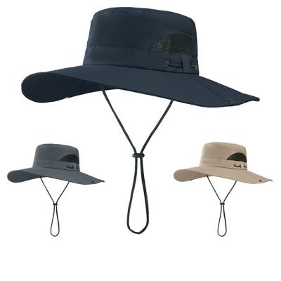 China Custom Logo Sunscreen Breathable Outdoor Wide Brim Mountaineering Fisherman Hat for sale