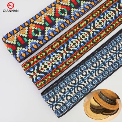 China High tenacity factory supply 50mm wide national style jacquard ribbon for clothing bags shoes hats textile home decoration webbing for sale