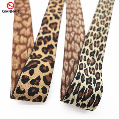 China Jacquard Elastic Waistband 36mm Wide Leopard Elastic Clothing Shoes Hat Waist Decoration Ribbon Material Webbing for sale