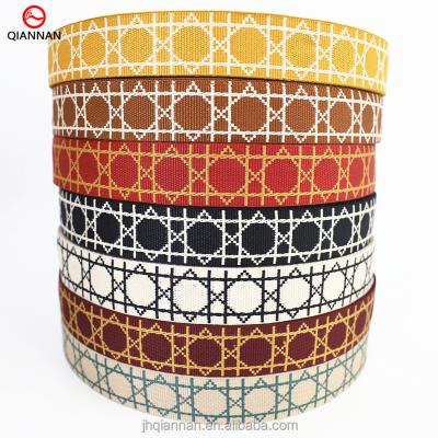 China Factory Wholesale High Tenacity Spot 38mm Polyester Webbing Jacquard Wide Ribbon For Bags Strap Shoes And Hats Decorative Accessories for sale